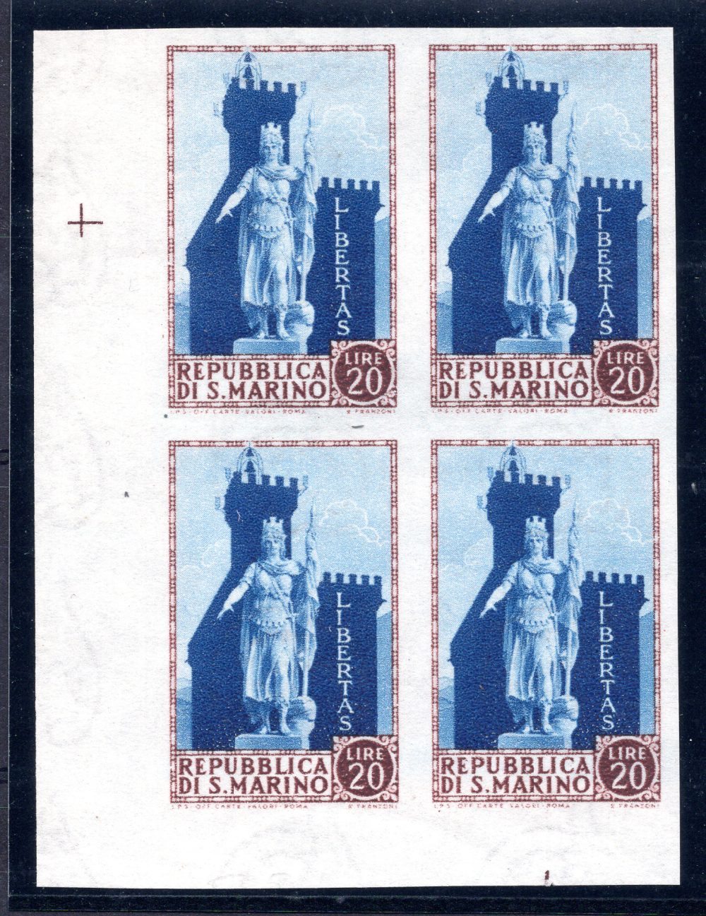 Paesaggi Lire 3 n. 344a varietà centro spostato in alto - MNH