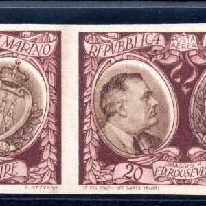 Roosevelt Lire 31 P.A. n. 65b coppia non dentellata - MNH