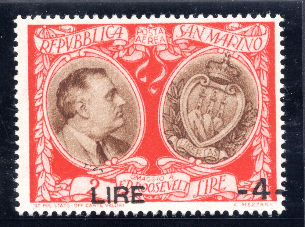 Roosevelt Lire 31 P.A. n. 65b coppia non dentellata - MNH