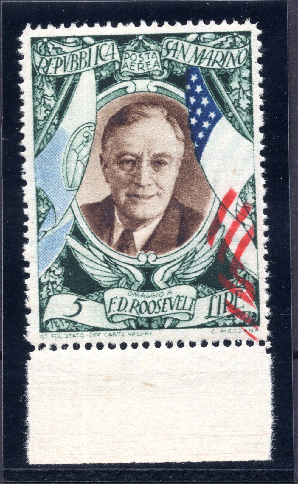 Roosevelt Lire 31 P.A. n. 65b coppia non dentellata - MNH