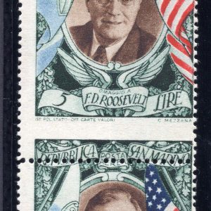 Roosevelt Lire 31 P.A. n. 65b coppia non dentellata - MNH