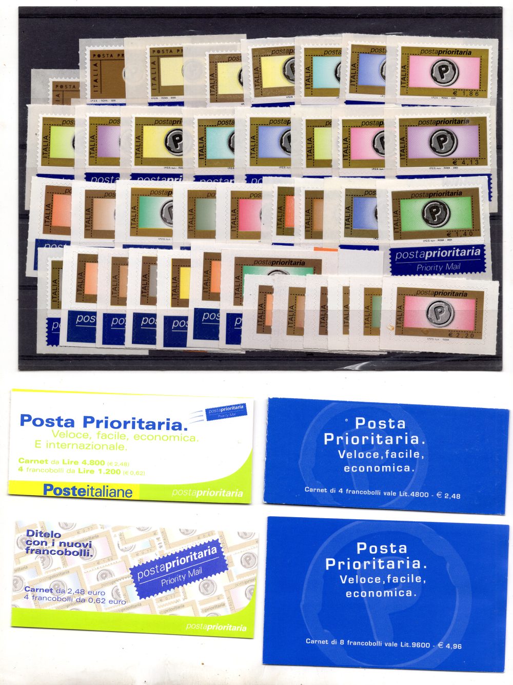 Posta Prioritaria serie completa 38 valori e 4 libretti