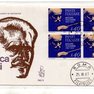 Italia 1967 Toscanini quartina non viaggiata