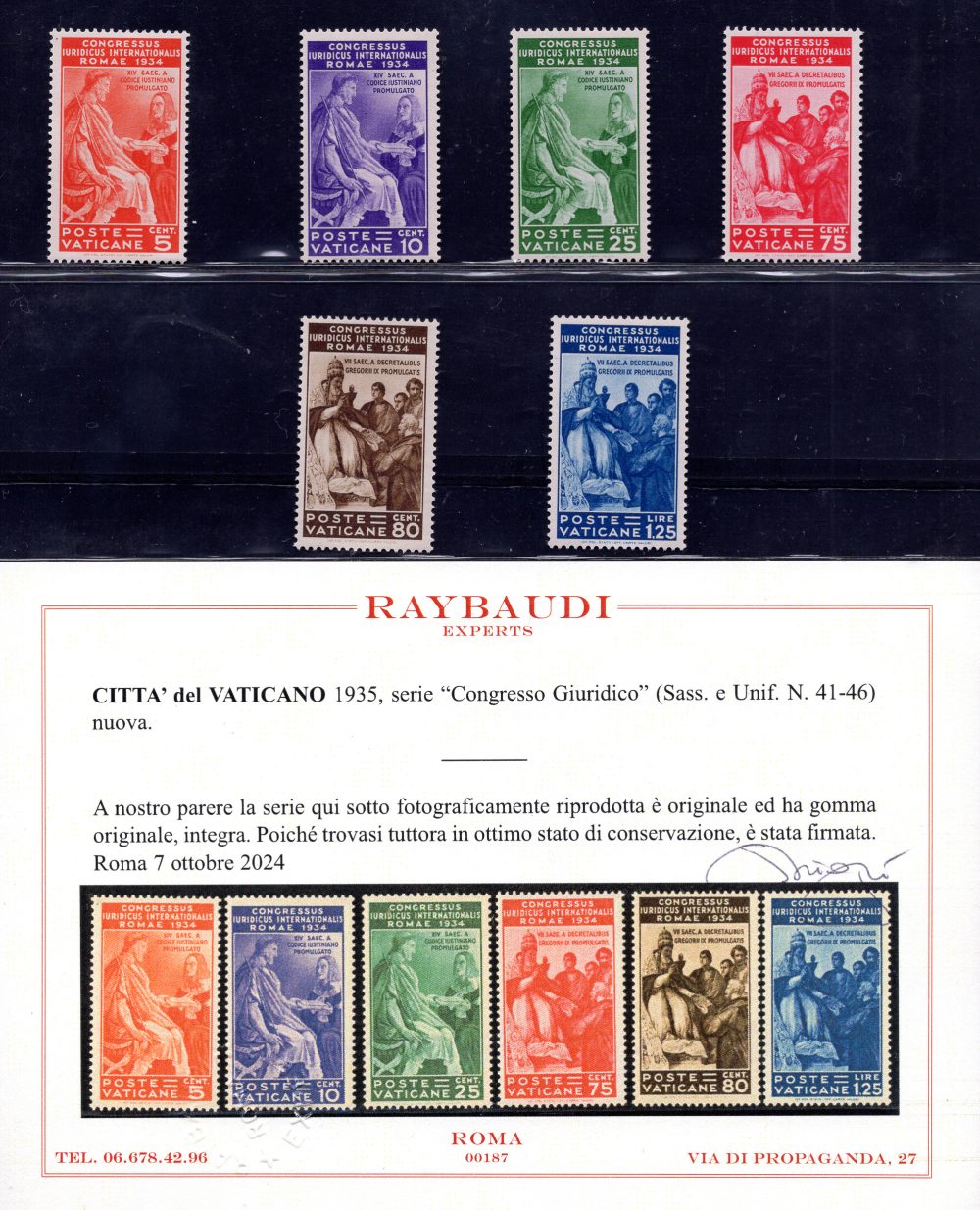 1935 Congresso Giuridico n. 41/46 serie con certificato - MNH