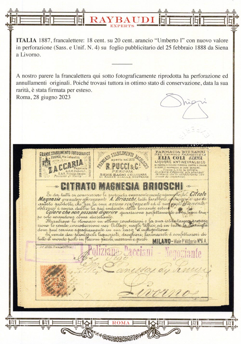 Augusto Cent. 75 n. 422 due esemplari su busta racc.