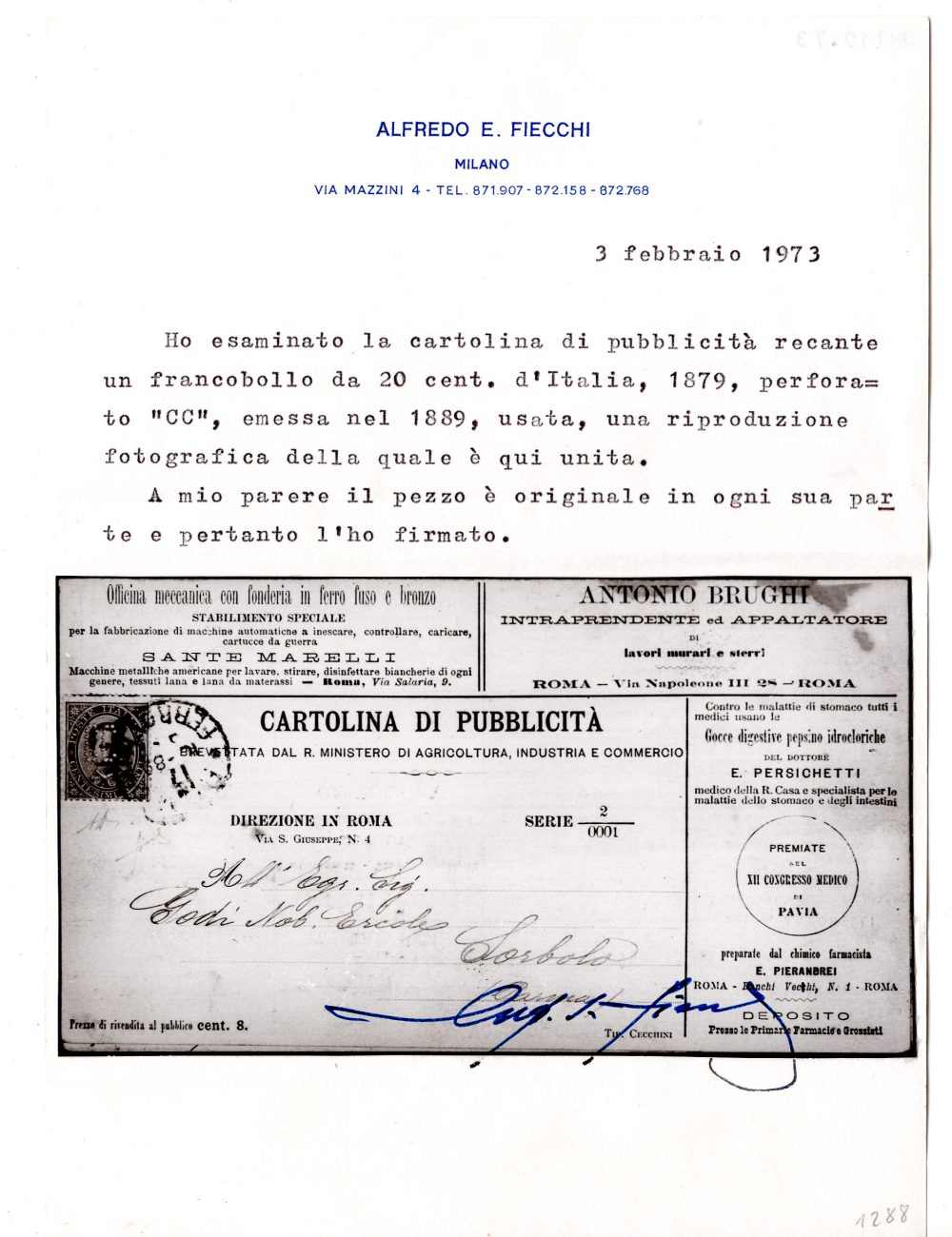 Augusto Cent. 75 n. 422 due esemplari su busta racc.