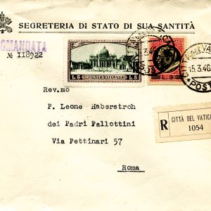 Giardini e Medaglioni Lire 5 su busta Segreteria di Stato