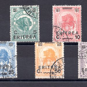 Eritrea - Leoni soprastampati n. 54/60 serie completa usata