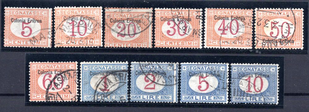 Eritrea - Segnatasse n. 1/11 serie completa usata annullo originale -