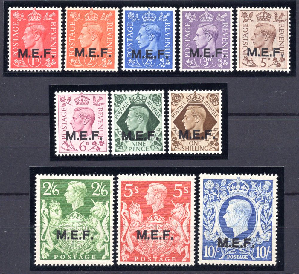 M.E.F. - Francobolli di Gran Bretagna soprastampati n. 6/16 serie