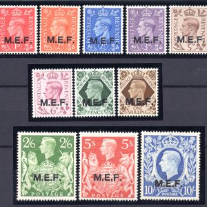 M.E.F. - Francobolli di Gran Bretagna soprastampati n. 6/16 serie