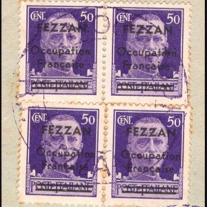 Fezzan Occ. Francese - Imperiale Cent. 50 quattro esemplari usati