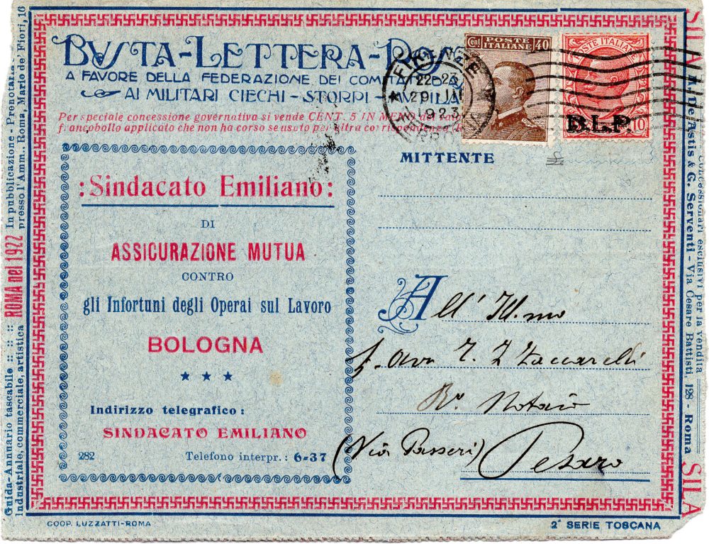 B.L.P. - Cent. 40 n. 4 soprastampa litografica I° tipo 308