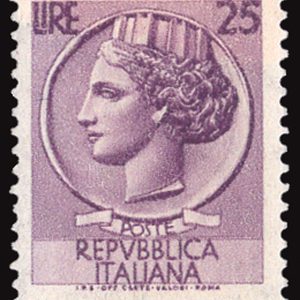 Siracusana Lire 25 n. 769/Ih varietà carta ricongiunta Stelle II