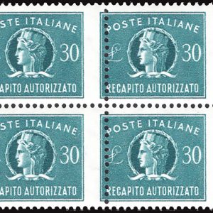 Recapito Autorizzato Lire 30 n. 13a quartina varietà