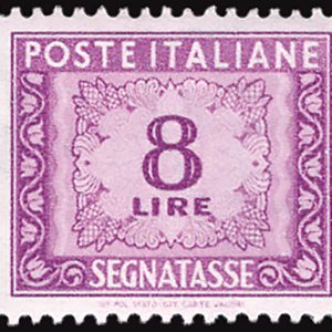 Segnatasse 8 lire n. 103 filigrana in posizione DB