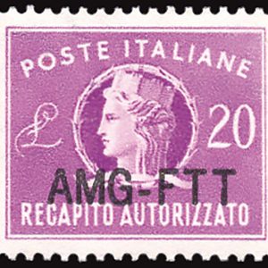 Trieste A - Recapito Autorizzato Lire 20 n. 5A soprastampa modificata