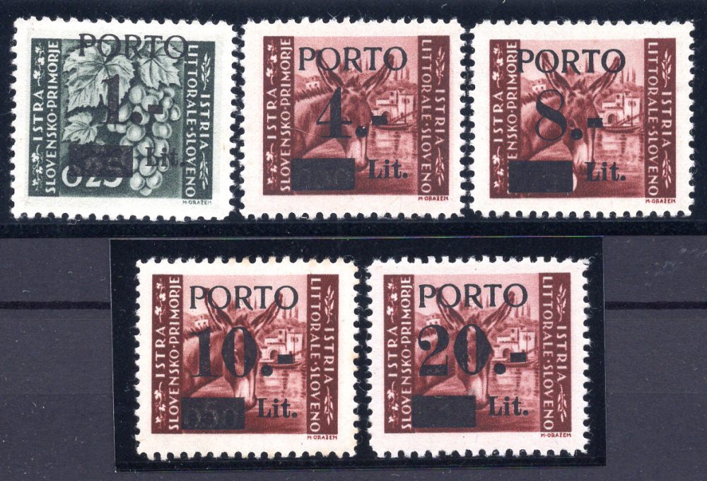 Litorale Sloveno - Segnatasse "Porto" n. 1/5 serie completa