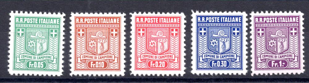 Campione d'Italia - Stemma del comune n. 1/5 serie completa