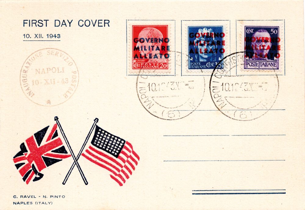 Napoli - Governo Militare Alleato n. 10/12 la serie su cartolina FDC