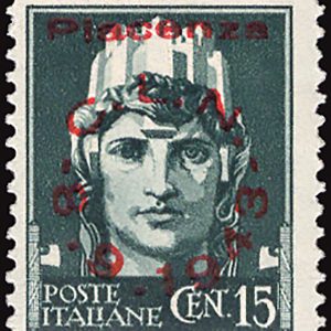 C.L.N. Piacenza - Cent. 15 Paschetto con soprastampa Piacenza C.L.N