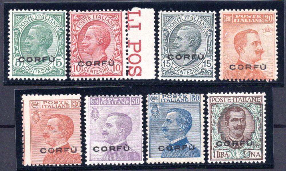 Corfù Occ. Italiana 1923 - Francobolli d'Italia soprastampati n. 1/8