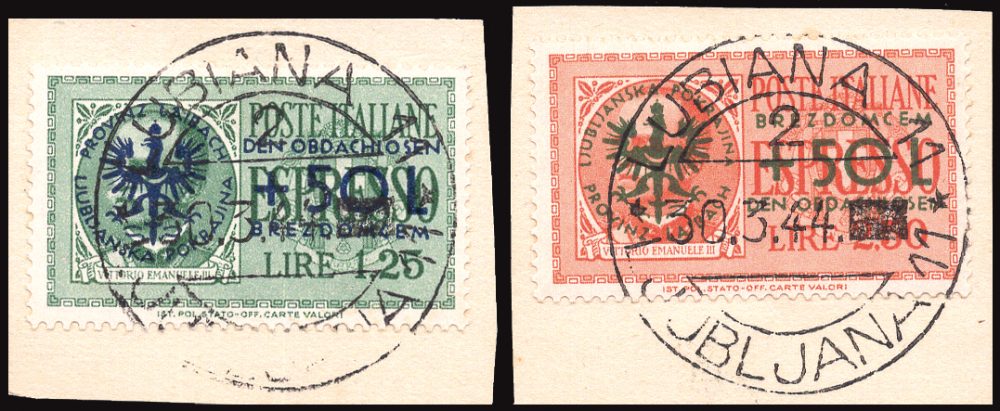 Lubiana Occ. Tedesca - Espressi d'Italia soprastampati n. 32/33 usati