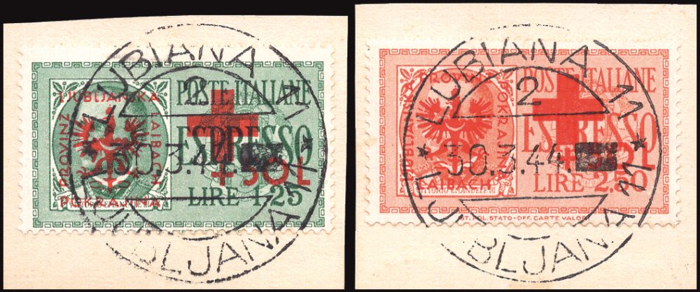Lubiana Occ. Tedesca - Espressi d'Italia soprastampati Pro Croce Rossa