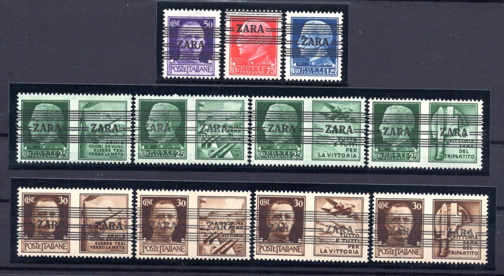 Zara Occ. Tedesca - francobolli d'Italia soprastampati n. 24/34