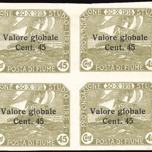 Fiume - Valore Globale Cent. 45 n. 112d quartina non dentellata