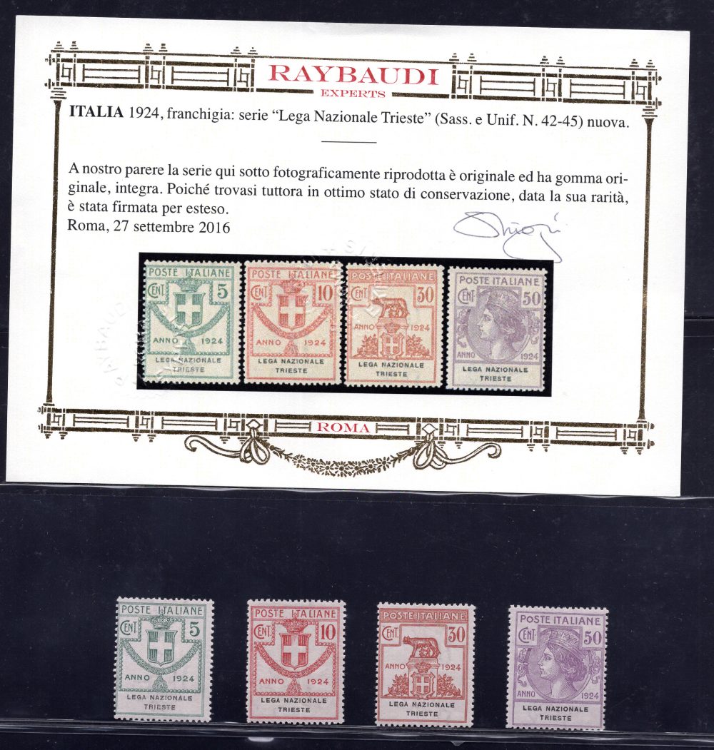 Parastatali "Lega Nazionale Trieste" n. 42/45  Certificata - MNH