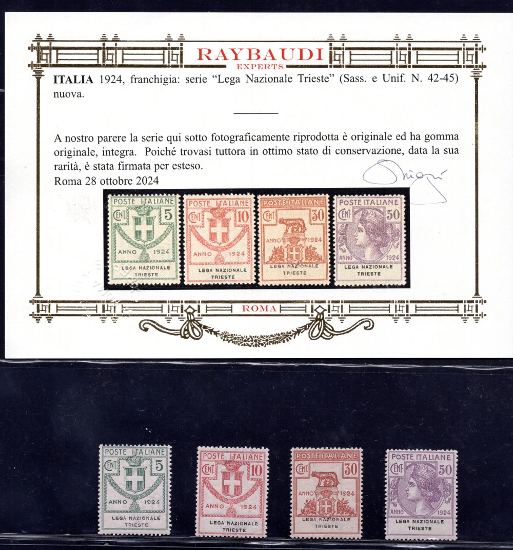 Parastatali "Lega Nazionale Trieste" n. 42/45  Certificata - MNH