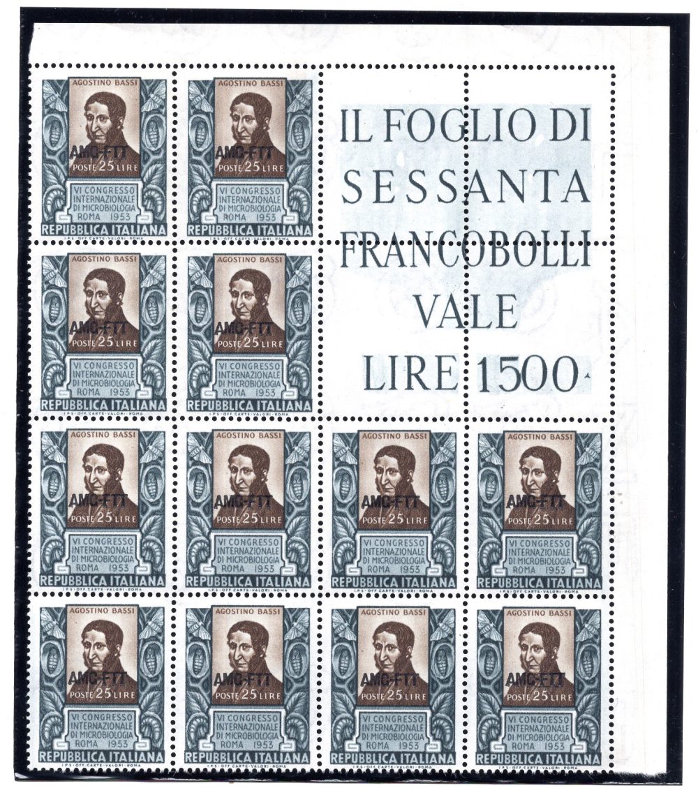 Trieste A - Microbiologia n. 187 blocco angolare di 12 - MNH