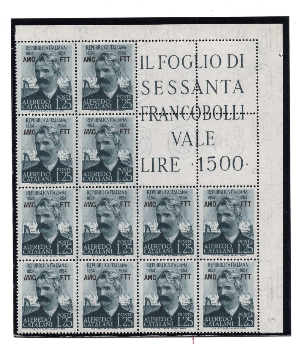 Trieste A - Catalani n. 203 blocco angolare di 12 - MNH