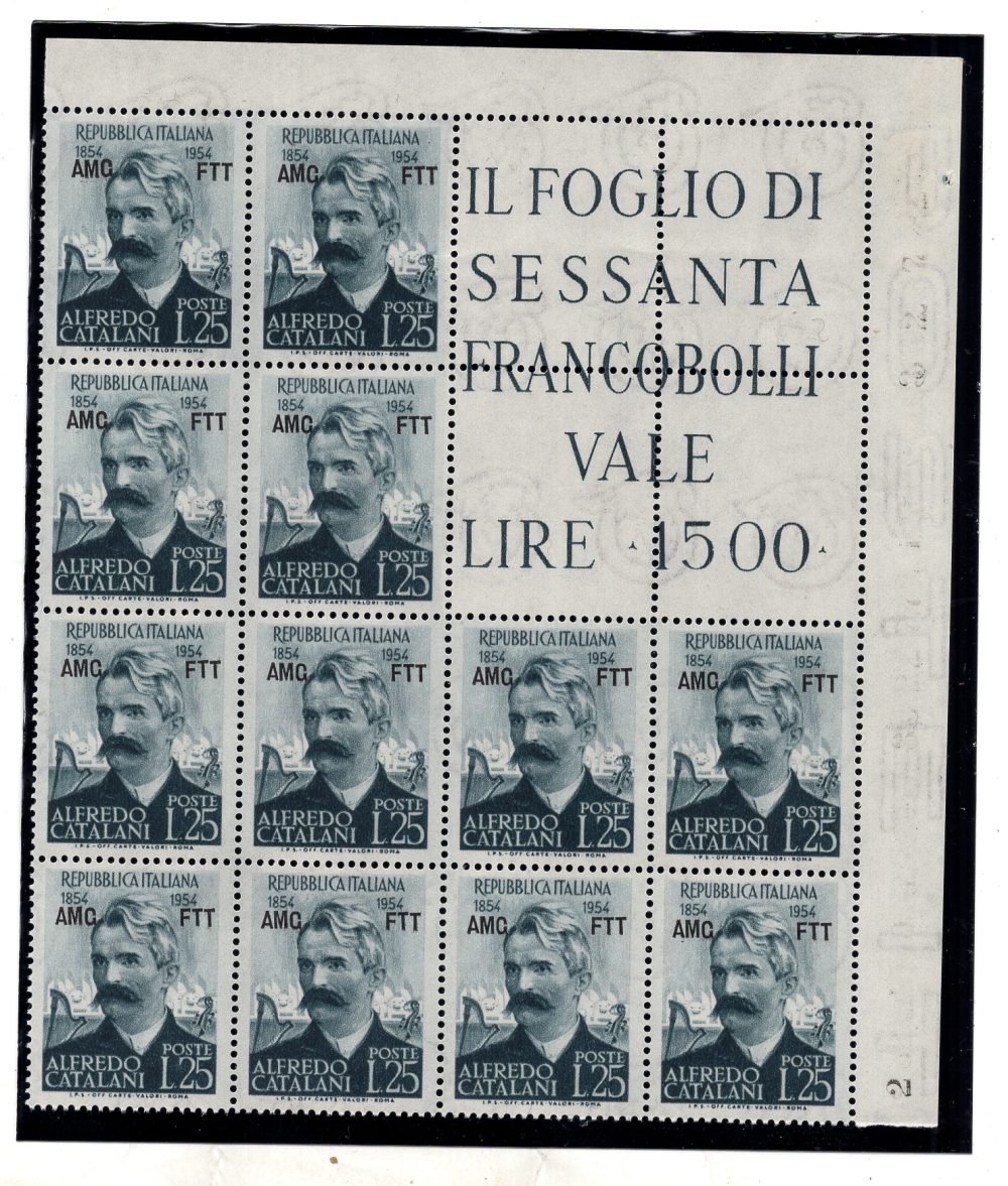 Trieste A - Catalani n. 203 blocco angolare di 5 - MNH