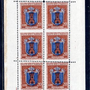 Minifoglio Stemma Lire 20 varietà n. 3c - Cert. Raybaudi "oro" - MNH