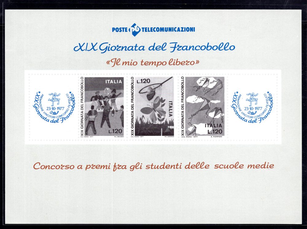 1977 - XIX Giornata del francobollo foglietto ricordo