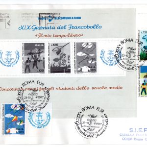 1977 Giornata del francobollo foglietto ricordo viaggiato su busta