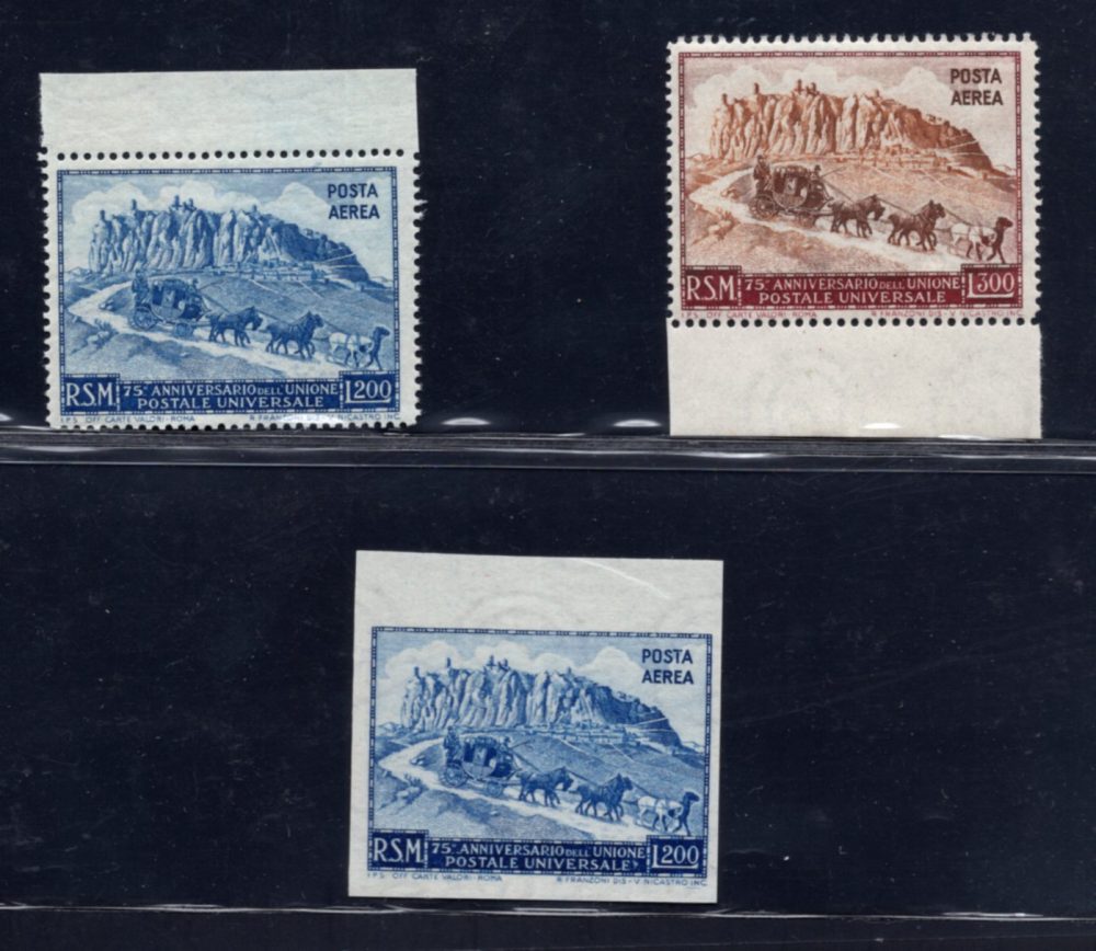U.P.U. Posta Aerea Lire 200 e 300 - tre valori MNH