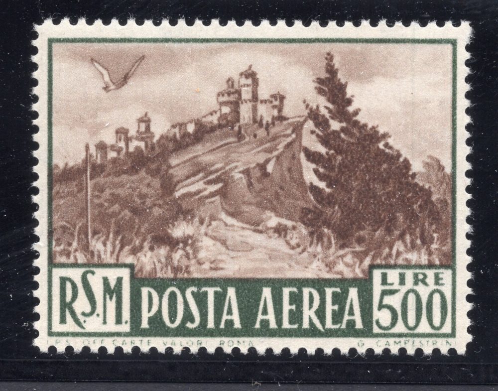 1951 Veduta Lire 500 bruno Posta Aerea n. 97 - Bolaffi - MNH