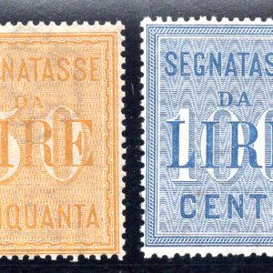 Segnatasse 50 lire giallo e 100 azzurro n. 31/32 - MNH