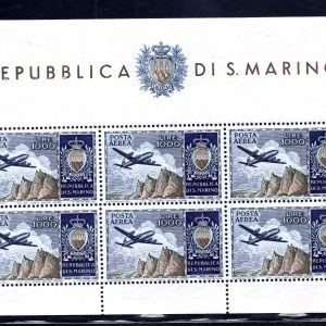 1954 Aereo Lire 1.000 foglietto n. 16 cert. Caffaz - MNH
