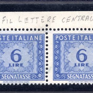 Segnatasse Lire 6 - Filigrana Lettere al centro - MNH