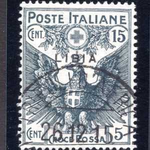 Libia - Croce Rossa 1916 Cent. 15 n. 14a soprastampa sottile