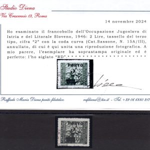 Istria Litorale Sloveno segnatasse n. 15A/III certificato Diena - Used