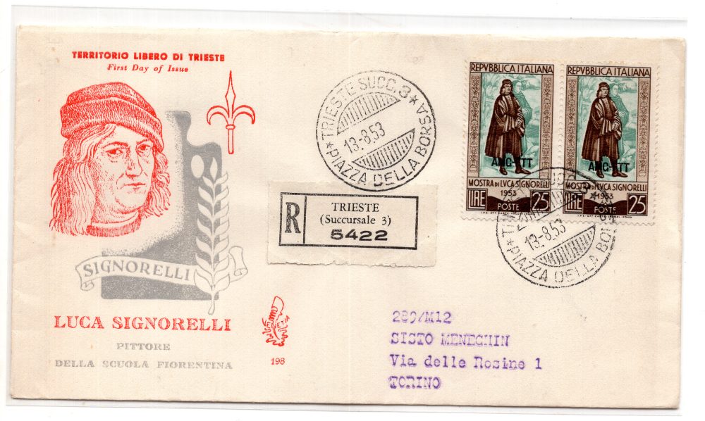 Trieste - Signorelli n. 186 coppia su FDC Venetia raccomandata