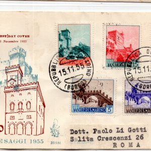 1955 Paesaggi n. 423/427 su FDC Venetia viaggiata