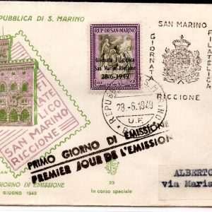 1949 Giornata Filatelican. 356/357 su FDC Venetia per Torino