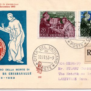 1953 S. Bernardo Chiaravalle su FDC Venetia racc. per la Francia