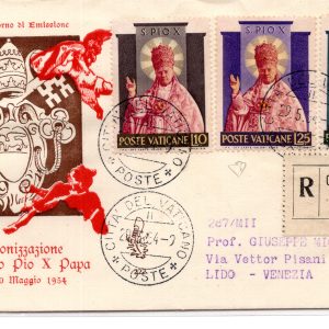 1954 Pio X n. 182/184 serie su FDC Venetia racc.